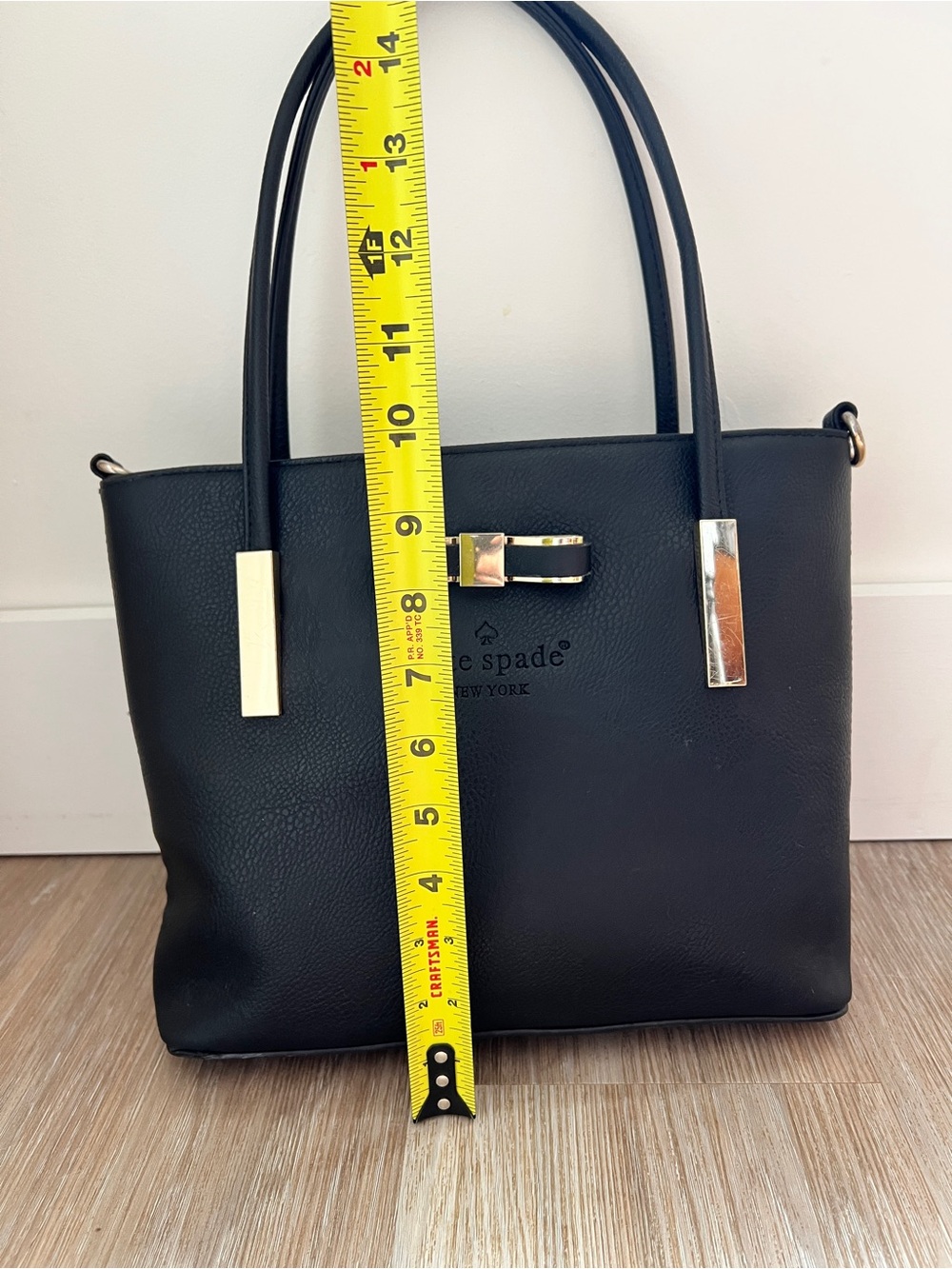 Kate Spade New York Black Bow Tote Shoulder Bag Gold Hardware - Picture 6 of 9